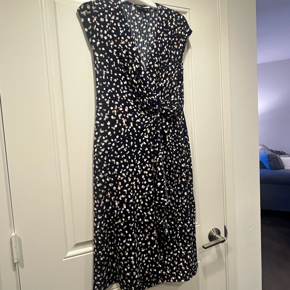 Robbie Bee Navy Blue and White Midi Dress